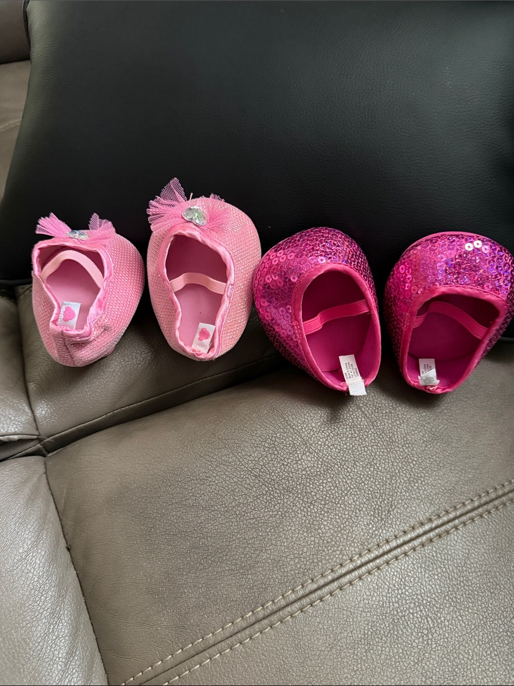 Build-A-Bear Pink Baby Ballet Shoes Duo with Sequins and Tulle